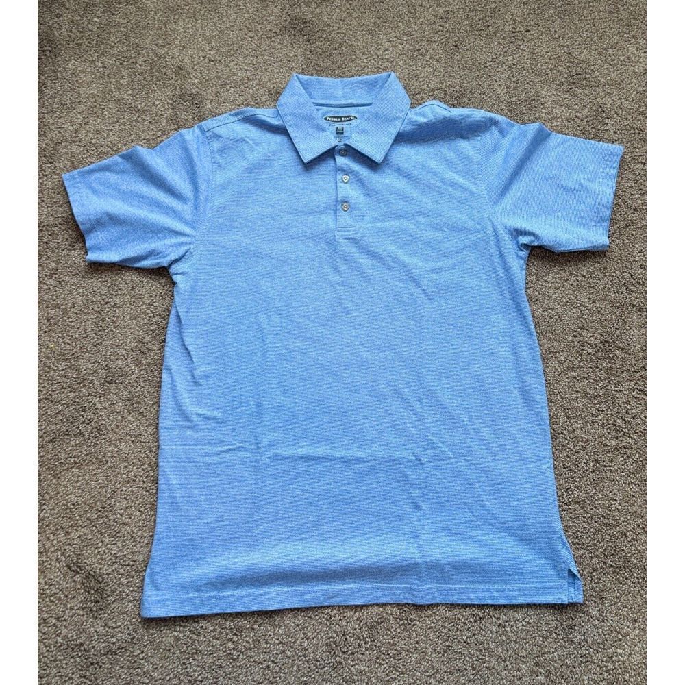 Pebble Beach Performance Short Sleeve Golf Polo Blue‎ Embroidered Size XL Cotton